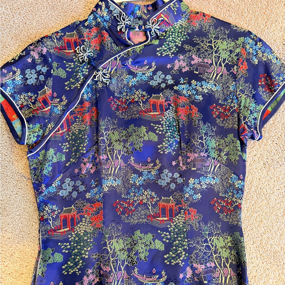 Vintage Traditional From Hong Kong Kimono Dress Size Small Silk - Picture 5 of 15
